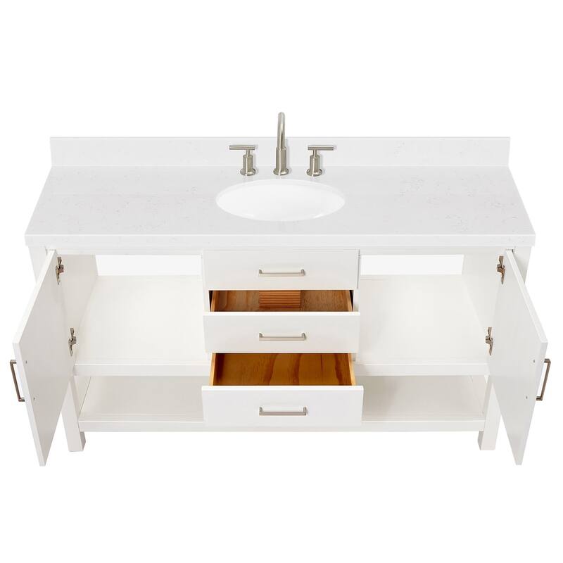 Ariel R060SCQOVO Bayhill 60" Free Standing Single Basin Vanity Set
