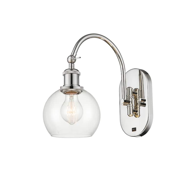 Innovations Lighting 518-1W-12-6 Athens Sconce Athens 12" Tall Wall - Polished Nickel / Clear