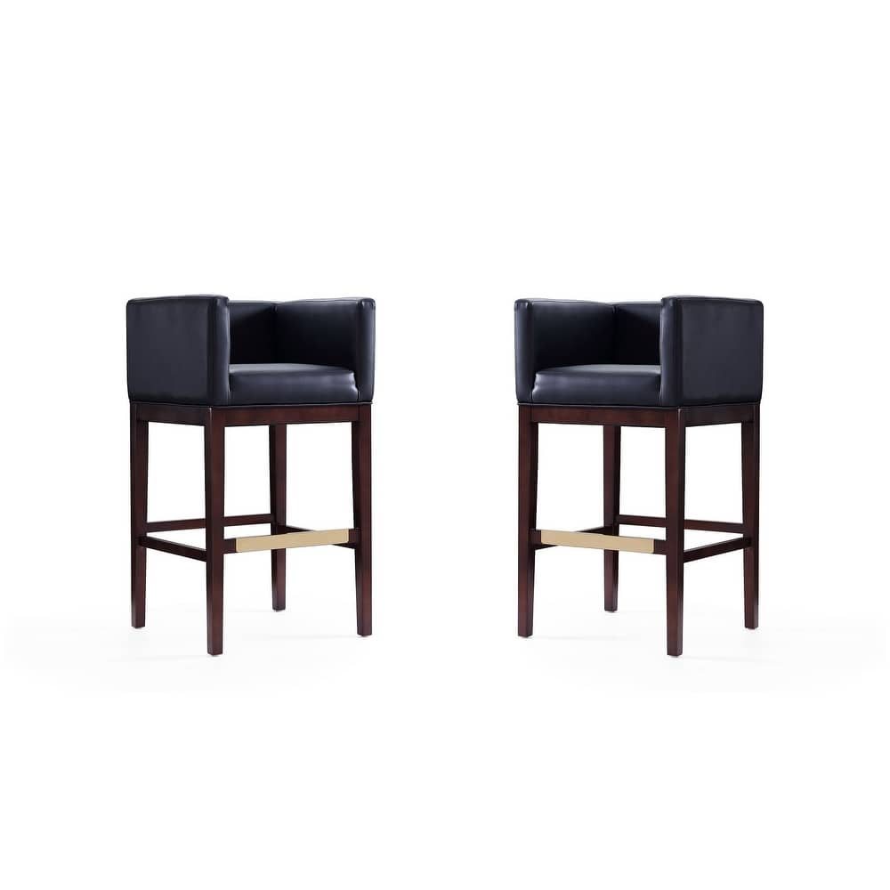 Manhattan Comfort Kingsley 38 in. Dark Walnut Beech Wood Barstool (Set of 2)