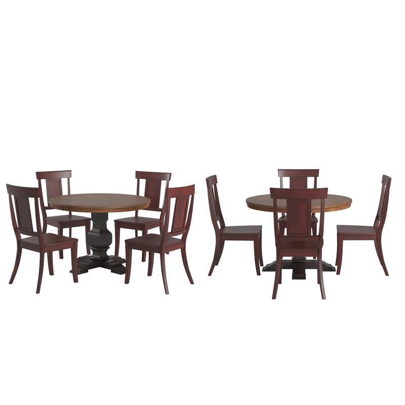 Ronda 45" Round Solid Wood Top Dining Set with Panel Back Chairs