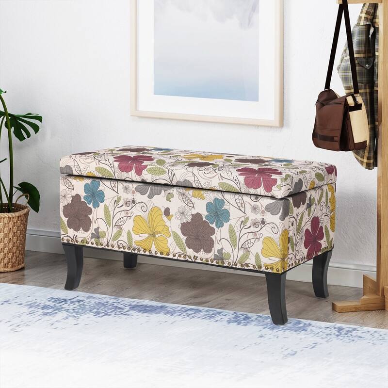 Adeco Storage Ottoman Rectangular Bench Fabric Assembly Required