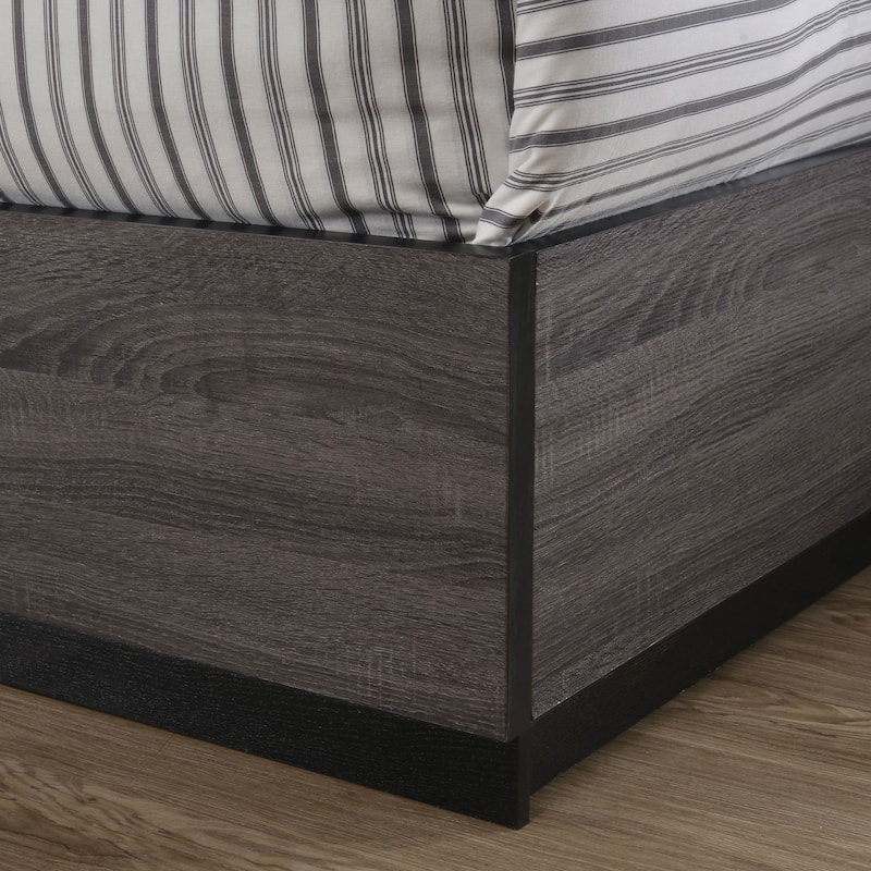 Rothwell Contemporary Grey Wood 3-Piece Panel Bedroom Set with Shelves by Furniture of America