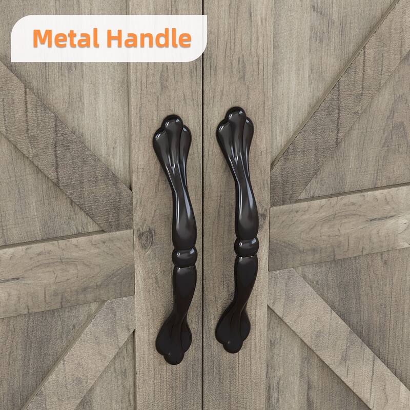 Farmhouse Storage Cabinet with Barn Door and Drawer for Living Room - 11.81"D x 23.62"W x 43.3"H