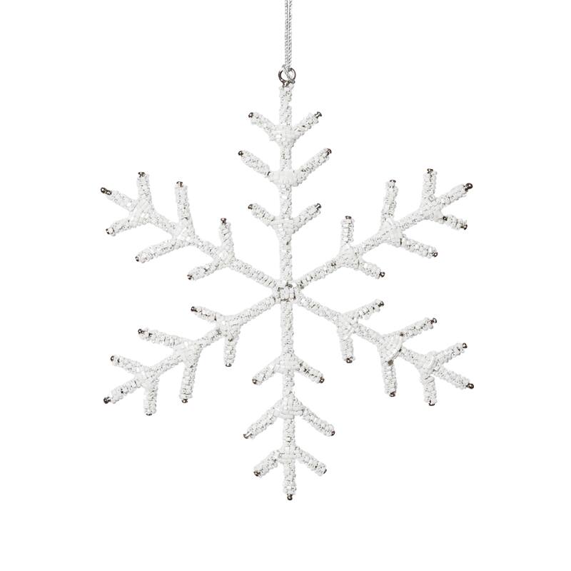 Beaded Snowflake Christmas Hanging Décor Ornaments, Set of 12, 8"