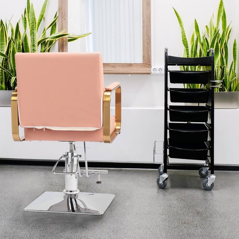 PVC Leather Stainless Steel Armrests Footrests Square Chassis Salon