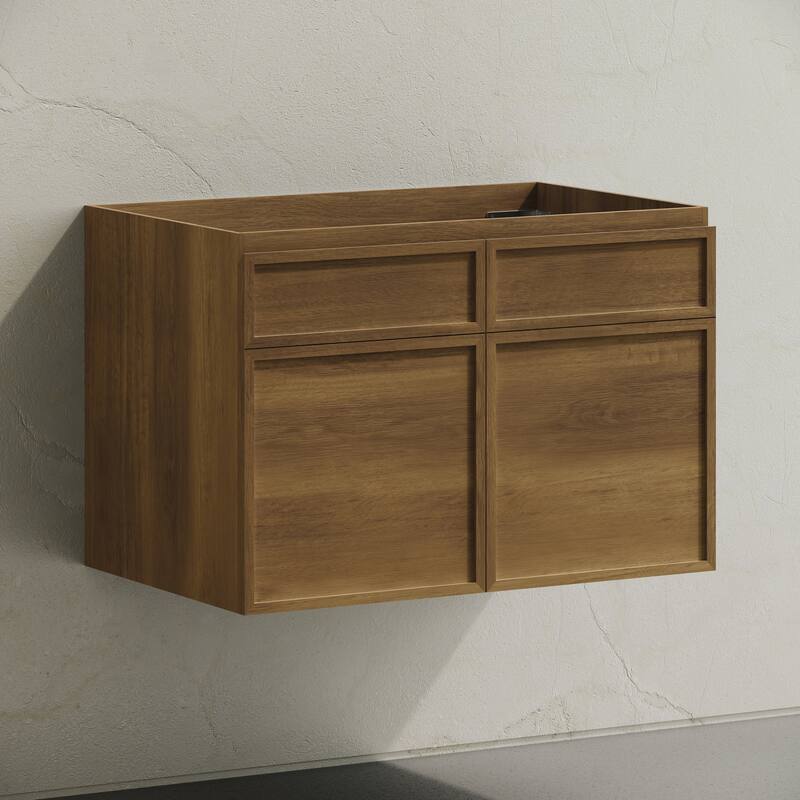 St. Tropez 30" Wall-Mounted Bathroom Vanity Cabinet Without Top In Brown Oak - 30