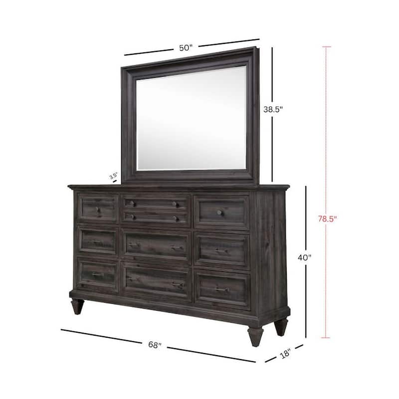 Magnussen Home Calistoga Weathered Charcoal Drawer Dresser With Landscape Mirror