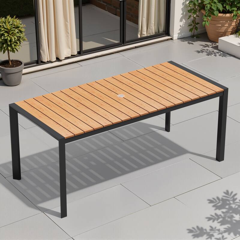 VredHom Premium Outdoor Patio Aluminum Dining Table with Umbrella Hole
