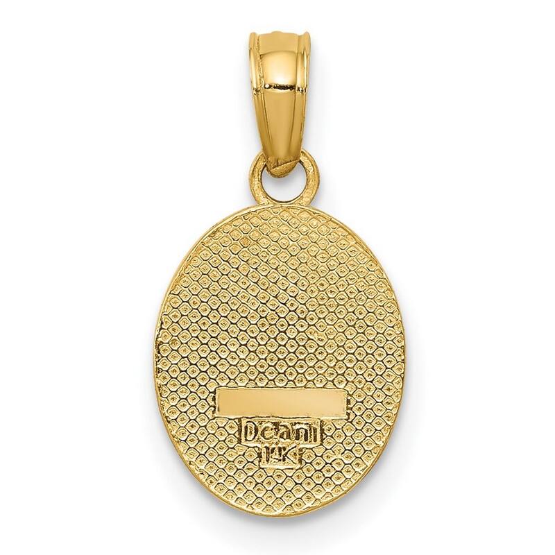 Curata 14k Yellow Gold 18" Small Fleur De Lis in Oval Pendant Necklace