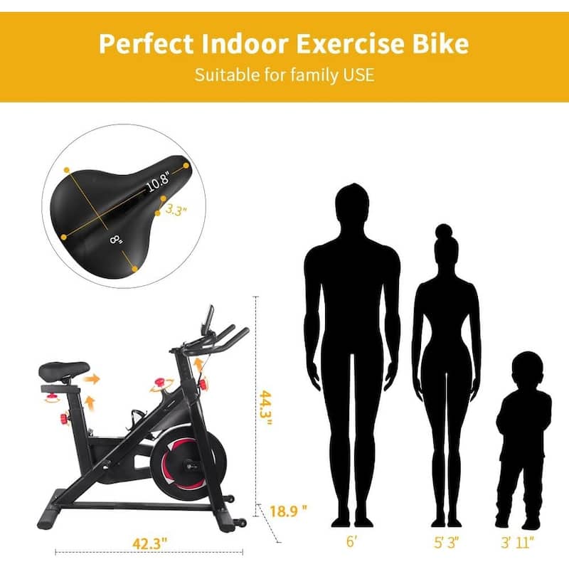Stationary Bikes for Home Spin Indoor Exercise Bike with LCD Monitor and Comfortable Seat Cushion