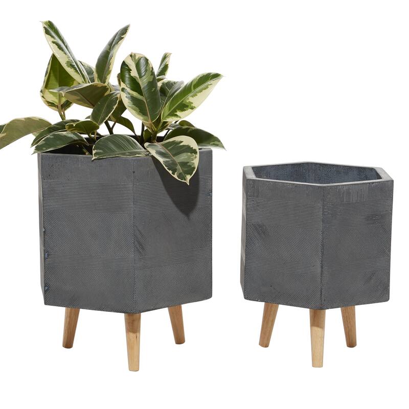 Ceramic Contemporary Planter (Set of 2) - S/2 15", 17"H