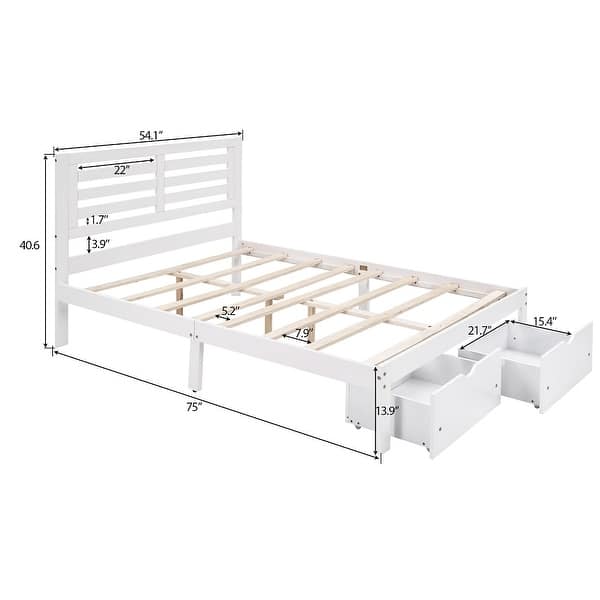 Full Size Platform Bed with Drawers - Overstock - 33305452