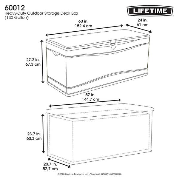dimension image slide 0 of 2, Lifetime Heavy-Duty Outdoor Storage Deck Box (130 Gallon)