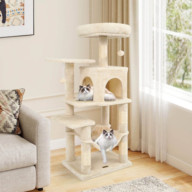 Costway 44” Tall Multi-level Cat Tree with Cushion Top Perch, - See Details