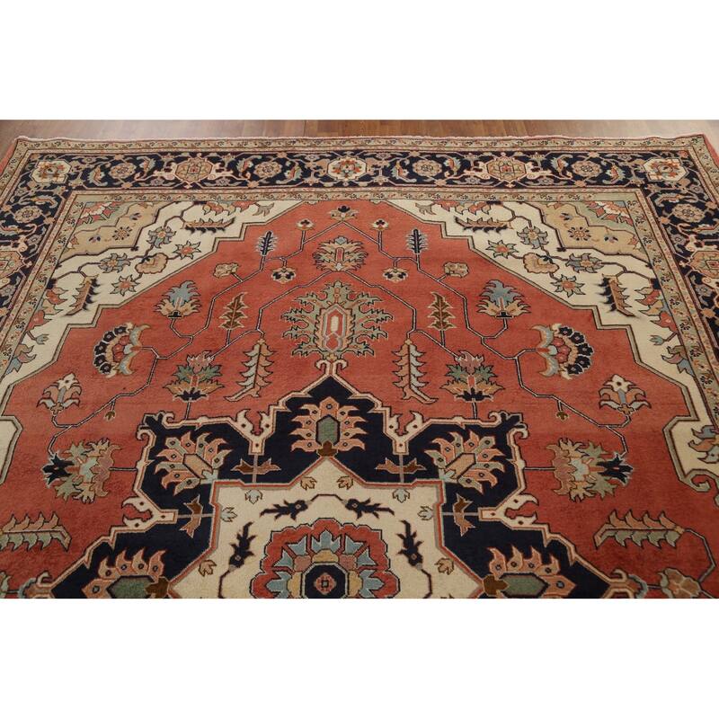 Vegetable Dye Heriz Serapi Persian Area Rug Hand-knotted Wool Carpet - 9'0" x 11'3"