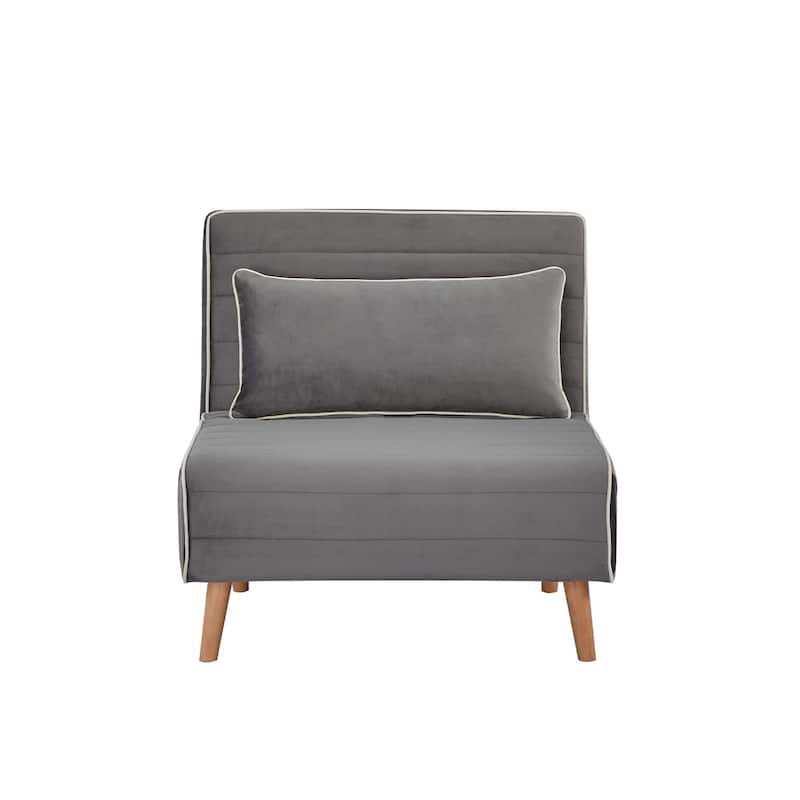2-Piece Velvet Foldable Sleeper Sofa Chair, Sofa Bed with 3-Position Adjustable Backrest, Quick 10-Second Conversion