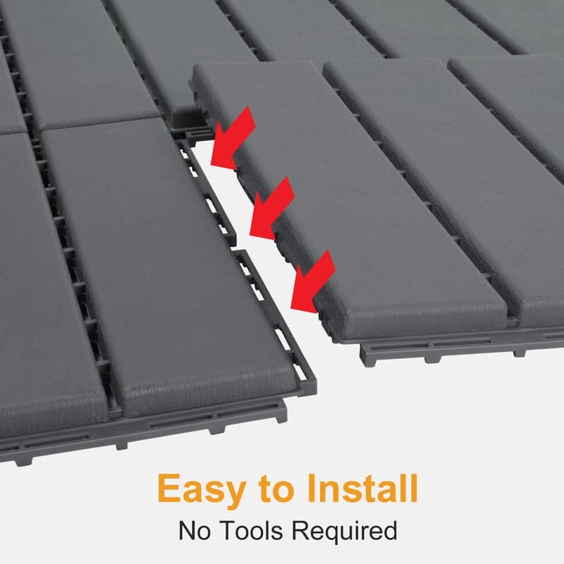 27 PCS 11.8"x11.8" Waterproof Flooring Tiles for Indoor and Outdoor Dark Grey