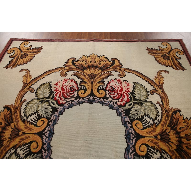 Aubusson Oriental Area Rug Handmade Wool Carpet - 8'2"x 9'2"