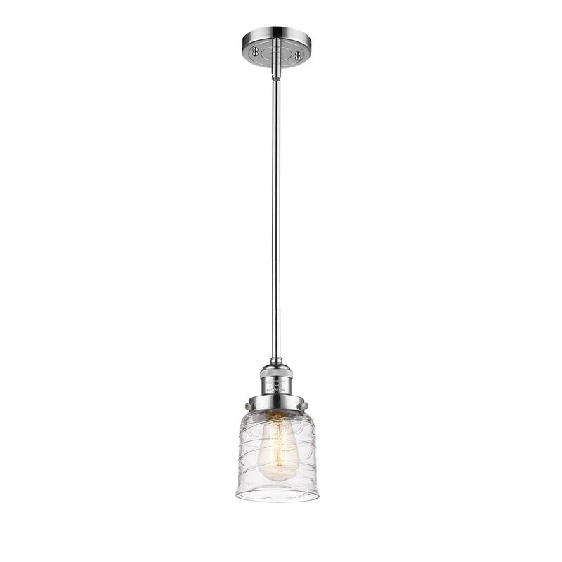 Innovations Lighting Franklin Restoration Bell - 1 Light 5" Stem Hung Mini Pendant - Deco Swirl/Polished Chrome