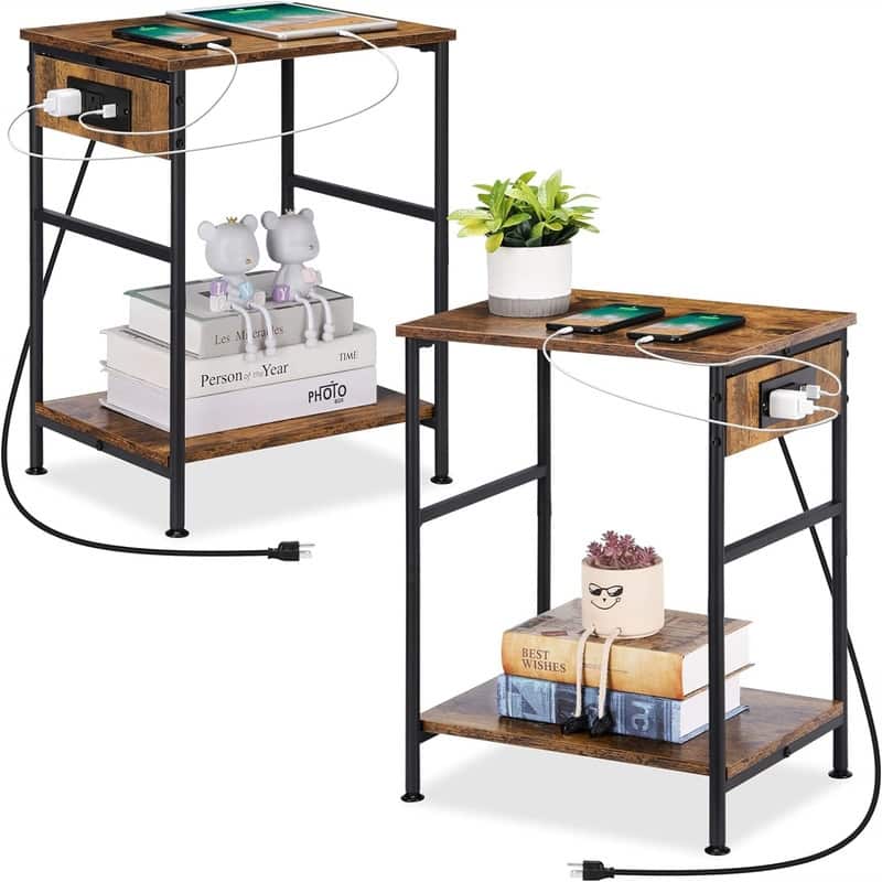 Nightstands Set of 2 - Rustic Brown