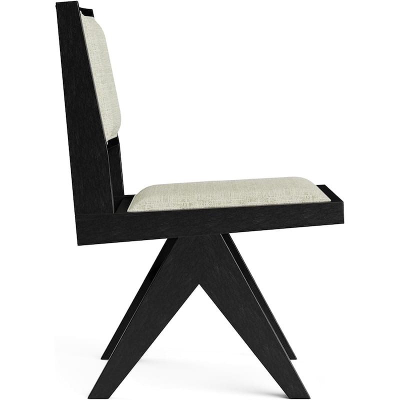 Contemporary Black Finish Upholstered Side Chairs Set