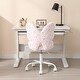 preview thumbnail 4 of 16, Cute Butterfly Back Kids Desk Chair, Adjustable Furry Swivel Chair for Study/Home/Bedroom/School