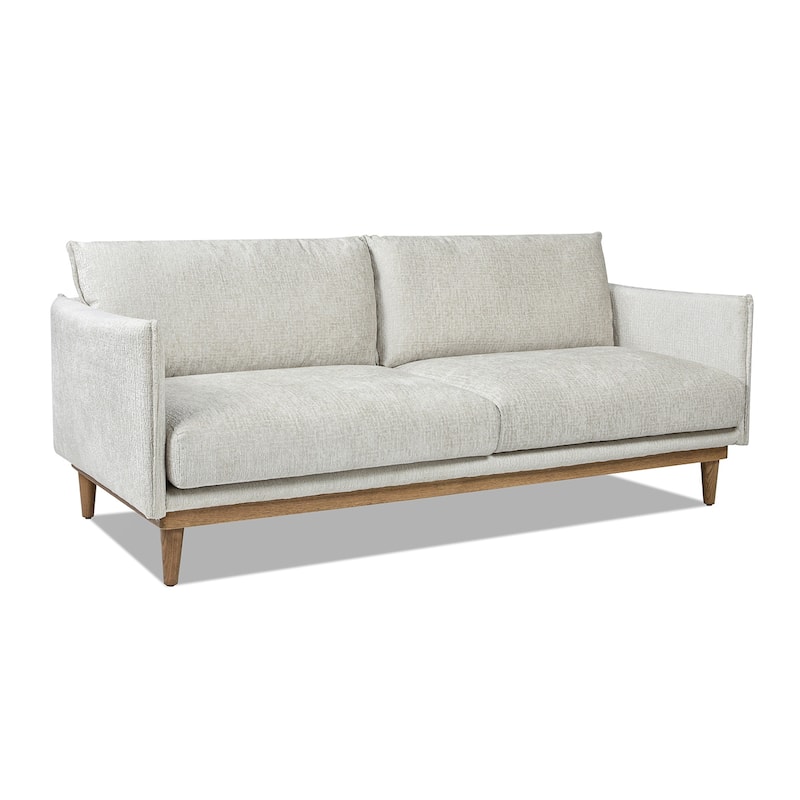 Haven 83" Oak Wood Chenille Flange Arm Sofa with Removable Cushions