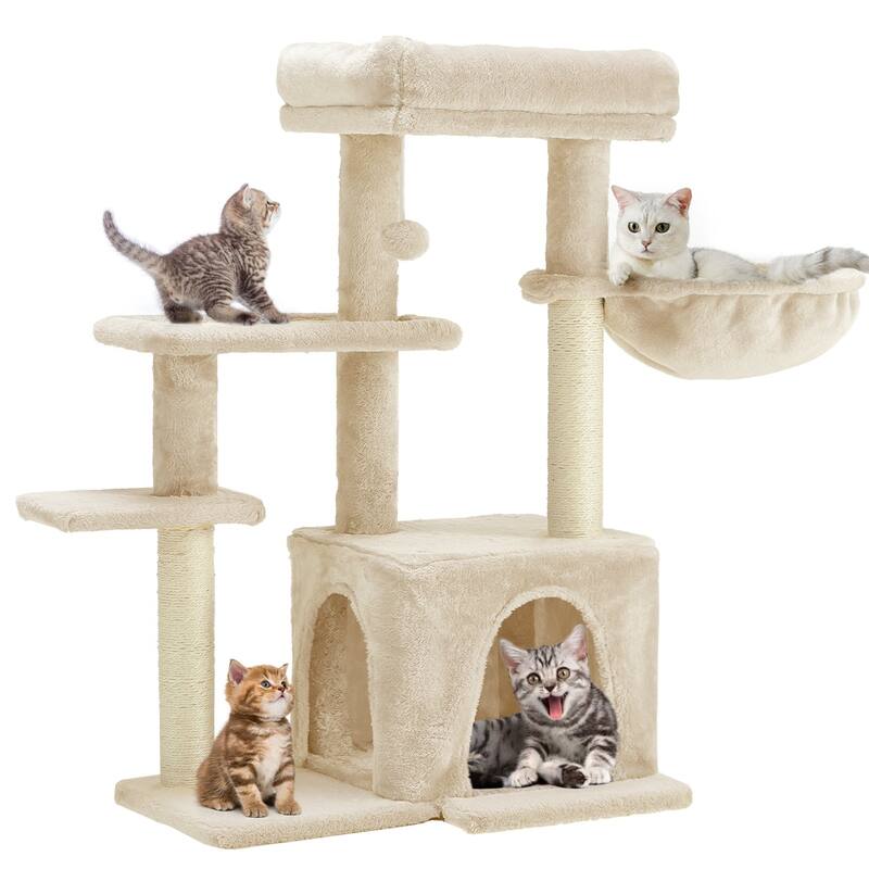 EROMMY Cat Tree – Multi-Level Cat Tower with Sisal Scratching Posts & Swing Ball, Modern Cat Furniture for Indoor Cats