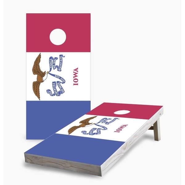 slide 2 of 7, Iowa State Flag Cornhole Game (Choose Wraps or Boards) 2x4 Boards (24" x 48") - Include ALL Accessories