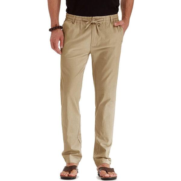 Shop Mr Zhang Men S Drawstring Casual Beach Trousers Linen Summer