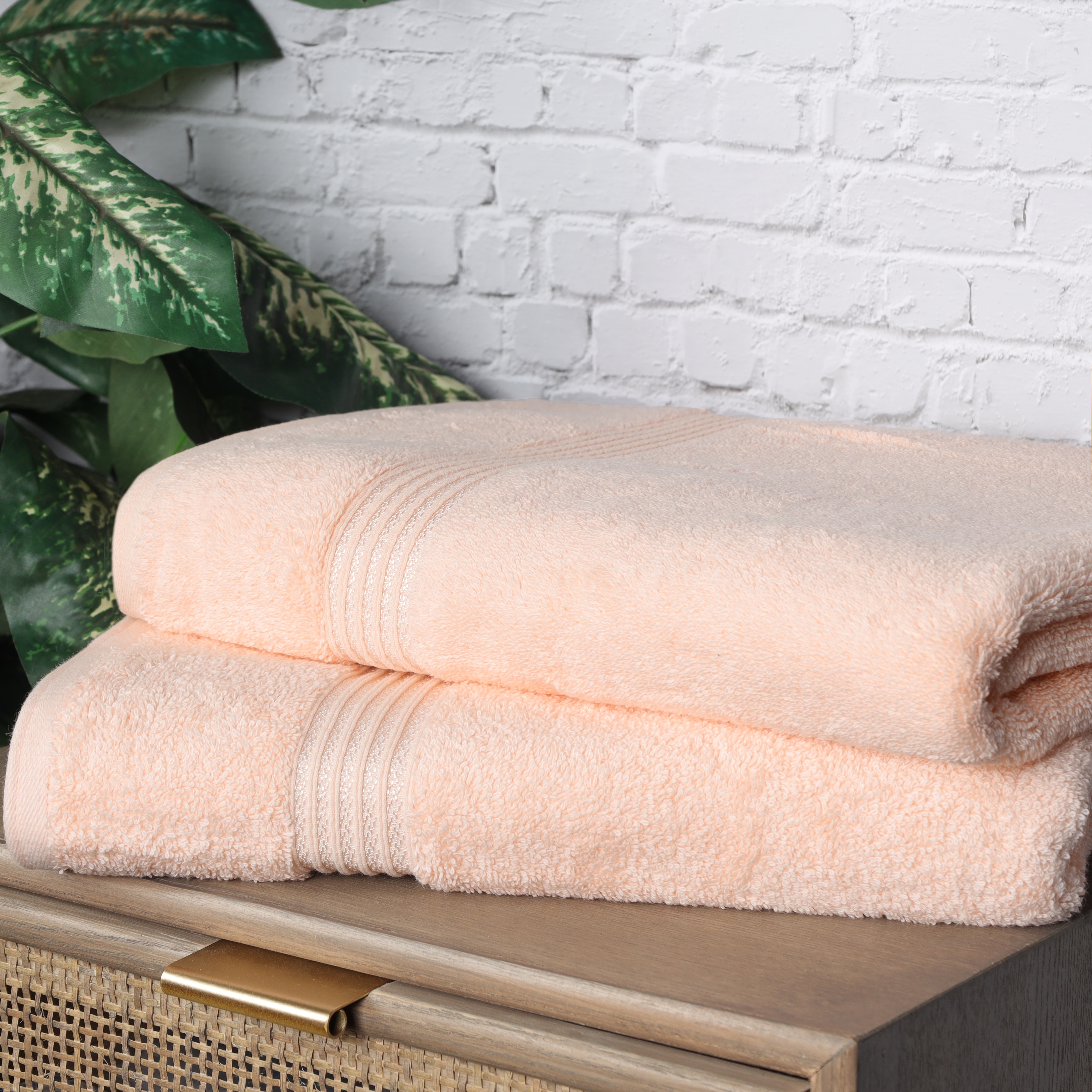 MODERN THREADS Air Cloud 2-Piece Peachy Blush Oversized Bath Sheet