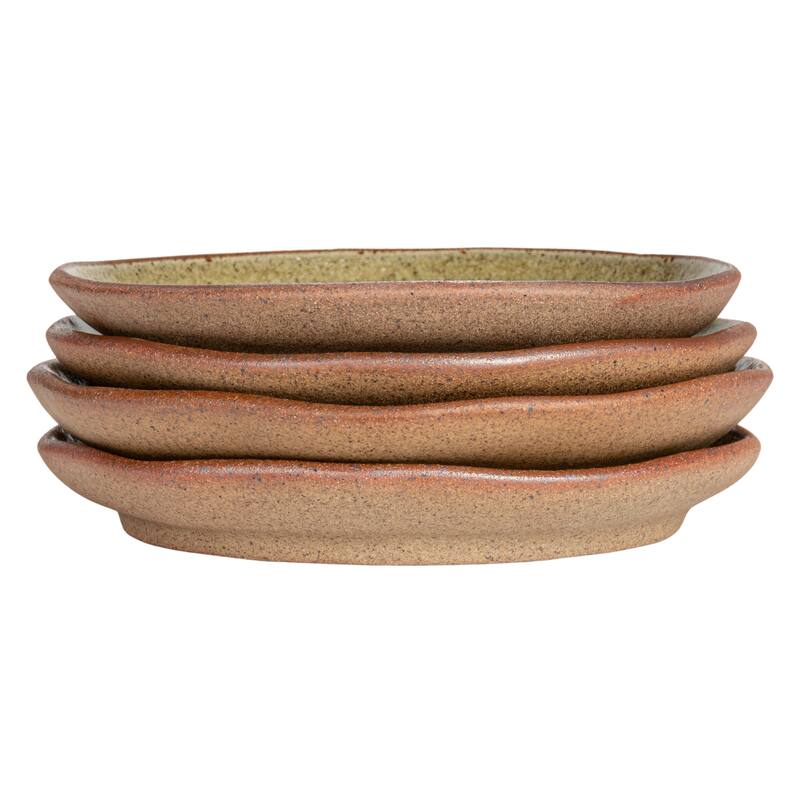 Stoneware Plate Set with Insect and Bird Designs