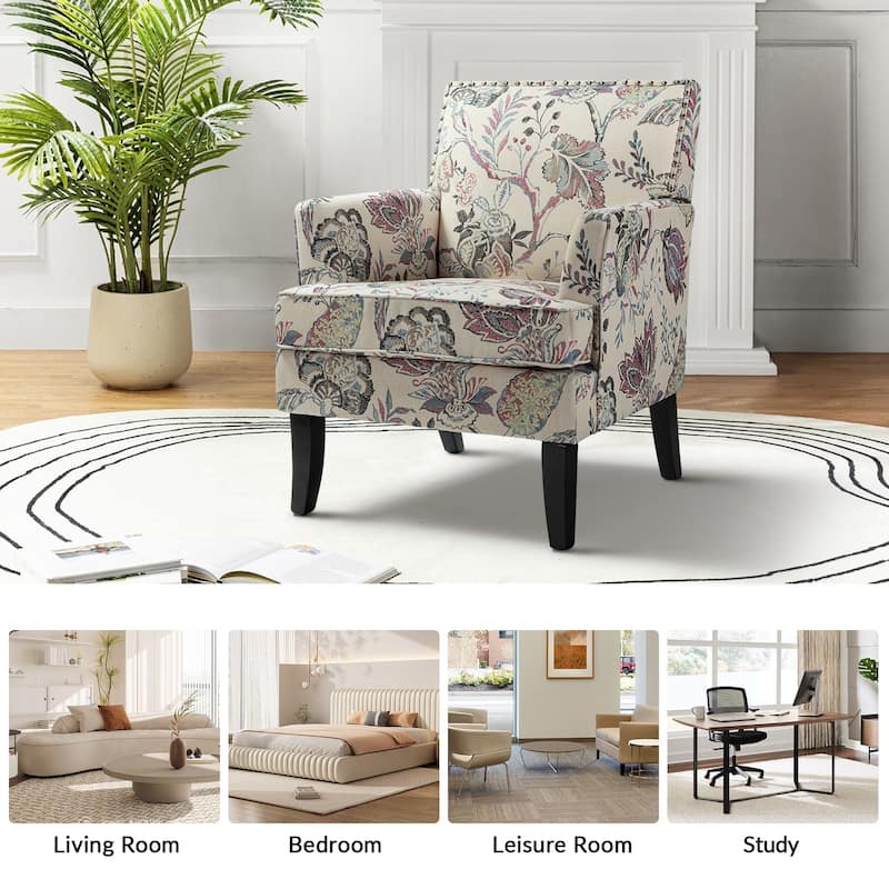 Akorda Classic Armchairs with Nailhead Trim and Solid Wood Legs Set of 2 by HULALA HOME