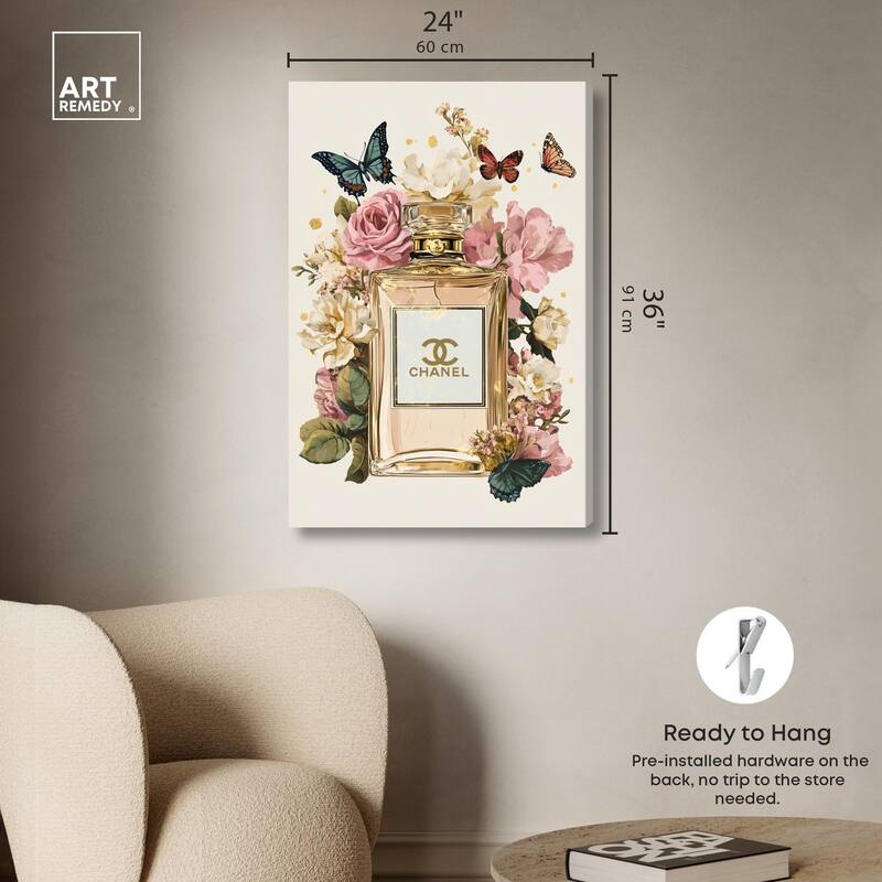 Glam Bloom Butterfly Perfume Canvas by Art Remedy, Gallery Wrapped