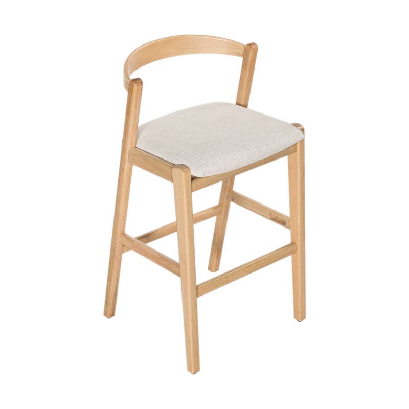 Christopher Knight Home - Ravenswood Rubber Wood Bar Stool with Fabric Upholstered Cushion（Set of 2）