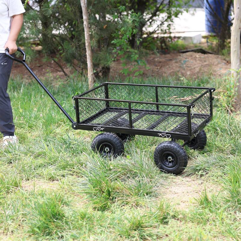 Heavy-Duty Garden Utility Wagon Cart - Firewood & Yard Debris Hauler