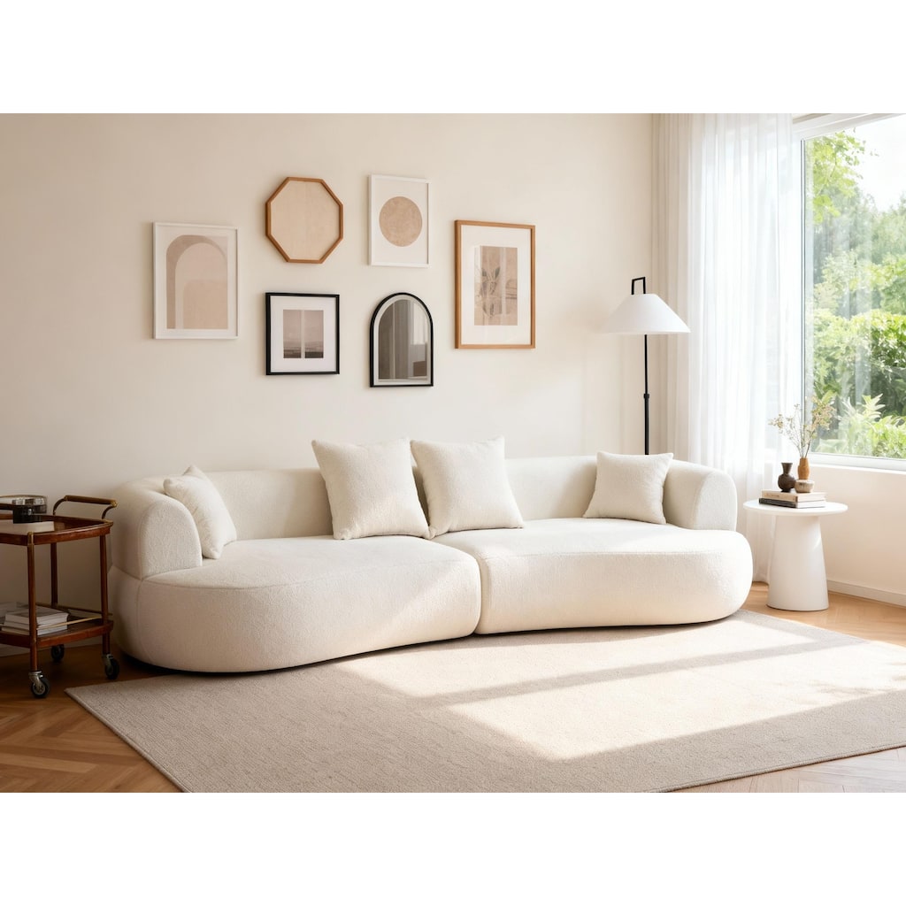 Oversized Sectional Sofa for Living Room, Curved Cloud Couch, Large Luxury Couch Boneless Deep Seat 4-Seater Foam Sofa