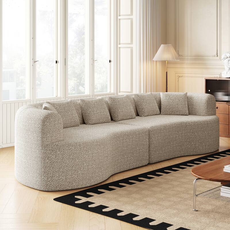 Oversized Cloud-Like Lounge Sofa, Sleeper Sofa with 6 Pillows, Four-Seater Loveseat Recliner Sofa with Deep Seat