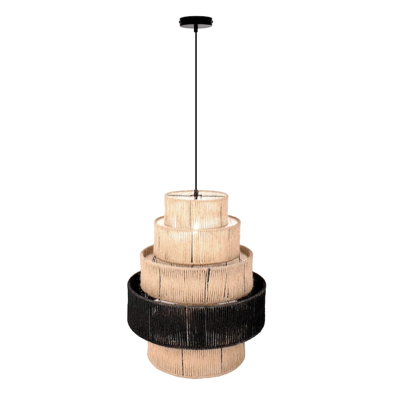 Sammie River of Goods Natural and Black Tiered Pendant Light with Adjustable Hanging Cord - 22" x 22"x 29/88" - 22" x 22"x 29/88" - Natural/Black