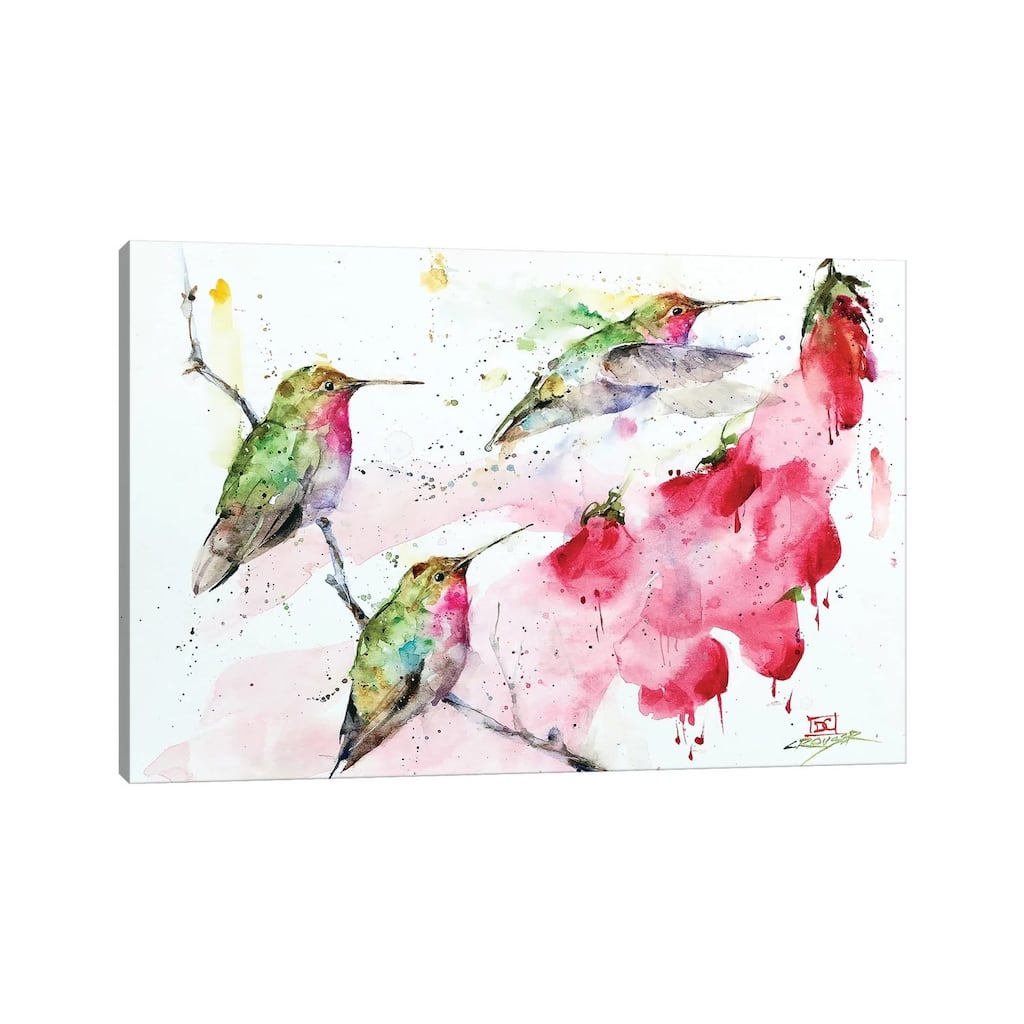 iCanvas "Hummingbirds And Flowers" by Dean Crouser Canvas Print