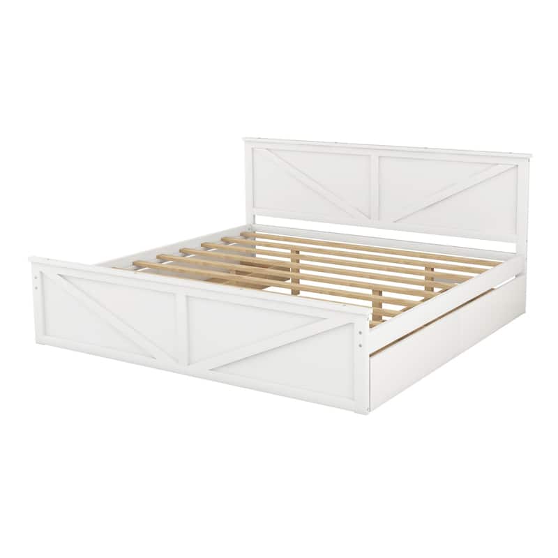 King Size Wooden Platform Bed with Four Storage Drawers, Modern Bed ...