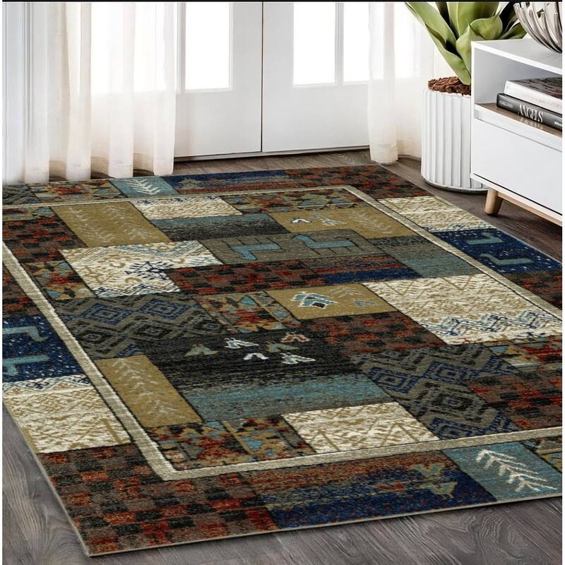 HomeRootsPatchwork Bohemian Runner Area Rug - 86.61' X '62.99' X '0.32