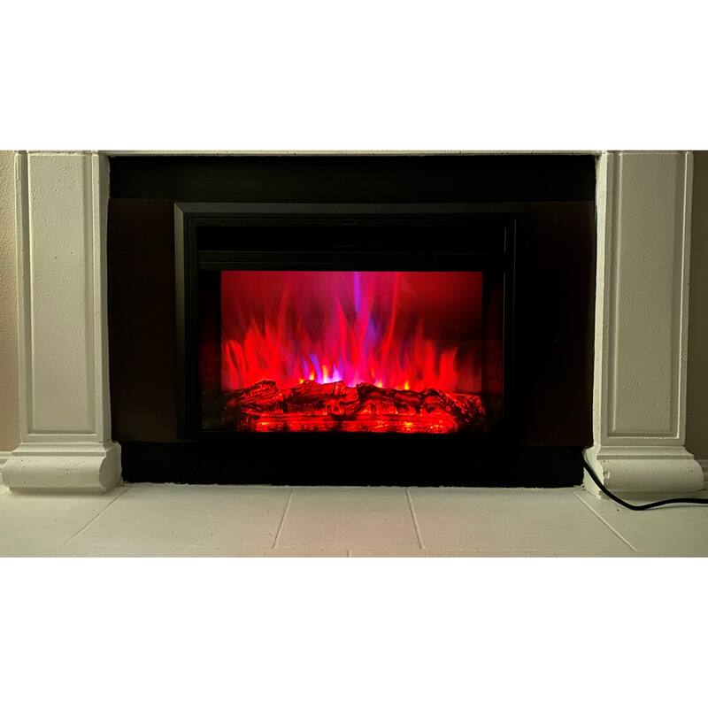 XBrand Insert Fireplace Heater w/Remote Control and LED Flame Effect, 32 Inch Long, Black