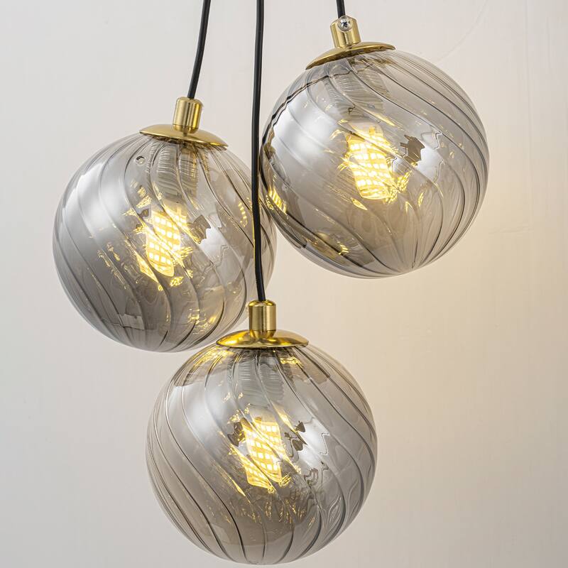 3-Light Modern Gold Metal Wall Sconce Glass Globe Shades