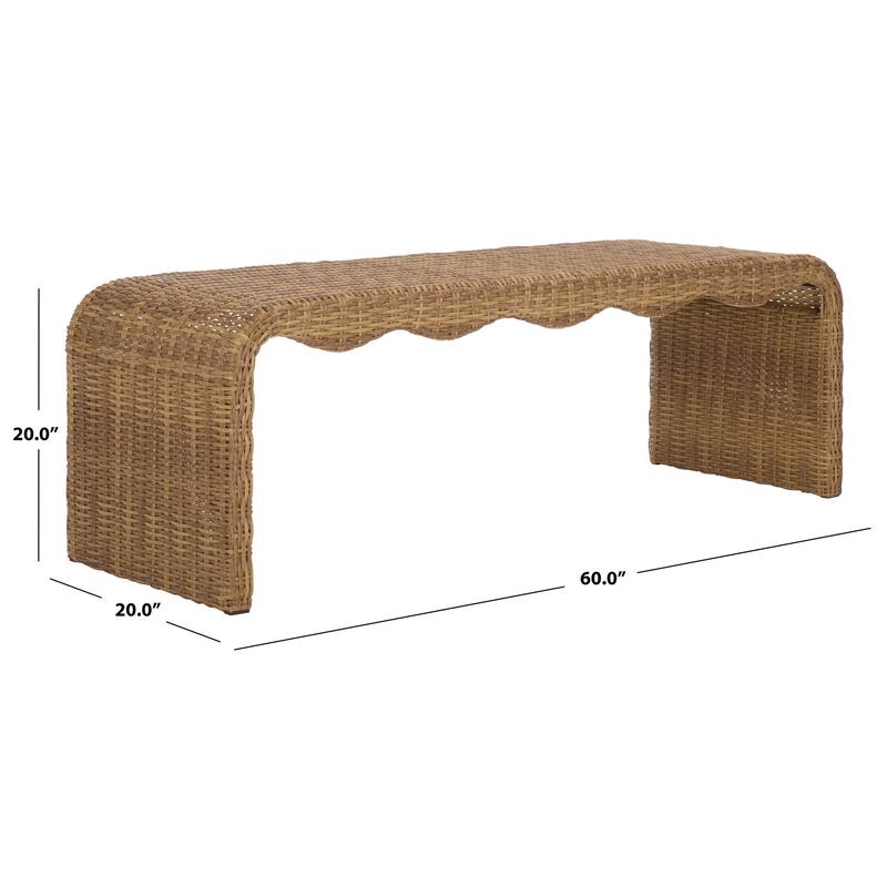 SAFAVIEH Couture Lynsee Wicker Bench - 60"W x 20"D x 20"H