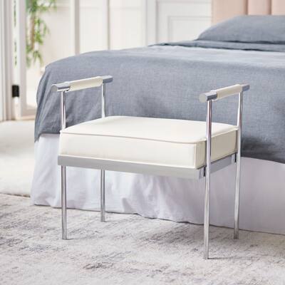 SAFAVIEH Pollie Glam Small Rectangle Cushion Bench with Arms - 25.3" W x 17.3" L x 24.8" H - 25Wx17Dx25H