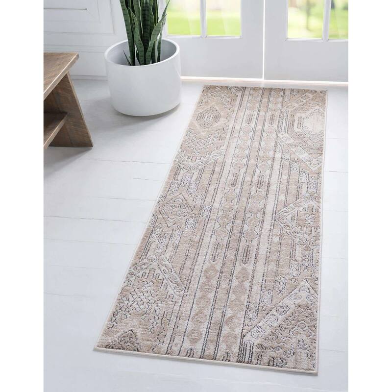 Transitional Wedo Collection Area Rug - 2'2"x8' - Tan