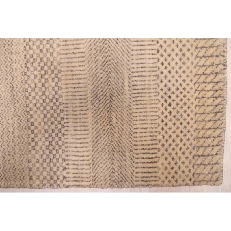 ECARPETGALLERY Hand-knotted Finest Silk Shadow Ivory Wool Rug - 2'6 x 11'10