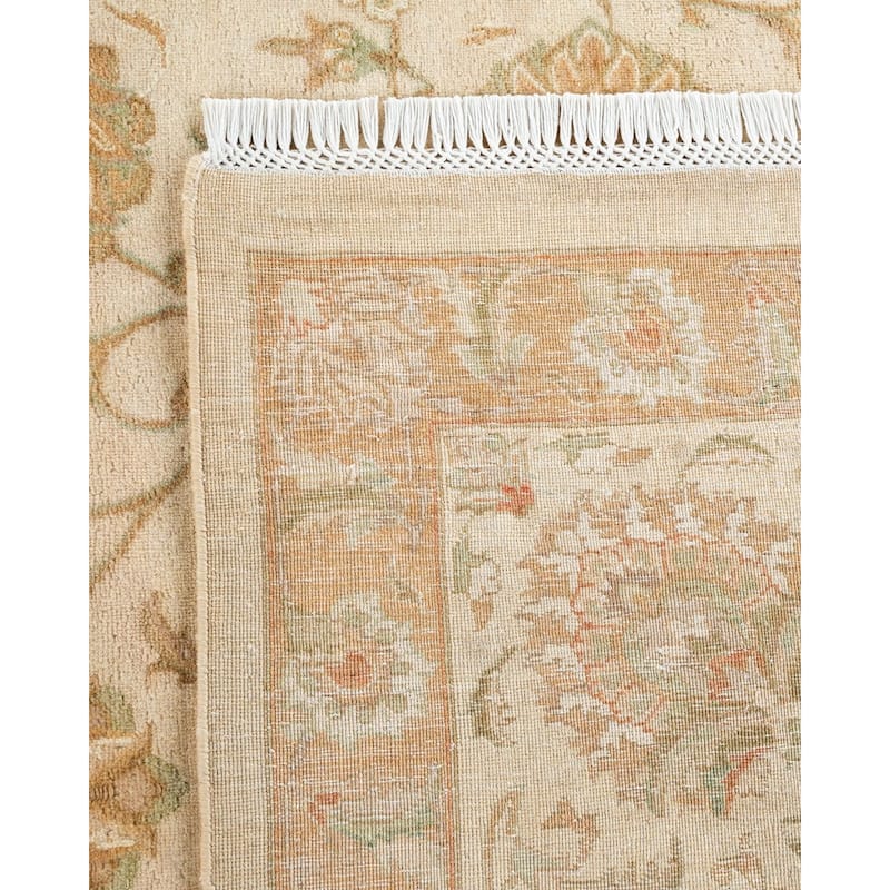 Overton Hand Knotted Wool Vintage Inspired Traditional Mogul Ivory Area Rug - 9' 3" x 12' 10"