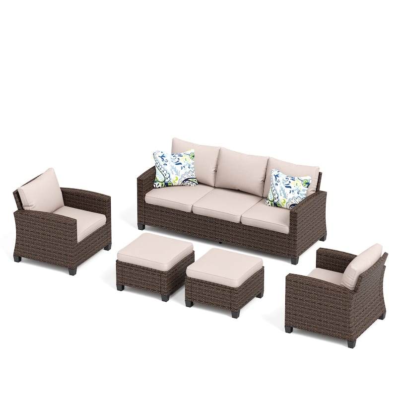 5/9-Seat Patio Furniture Wicker Rattan Outdoor Deep Seating Sectional Sofa Large Conversation Set